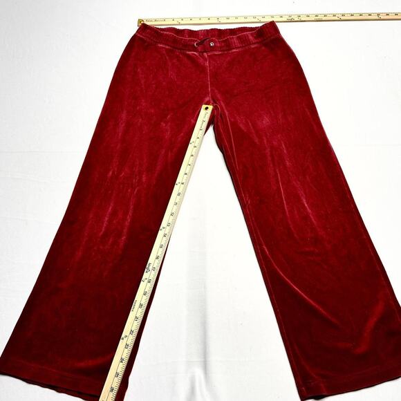 Wine Red Size Large Women’s Vintage Flared Velor Track Sweat Pants Super Cute - Picture 3 of 3